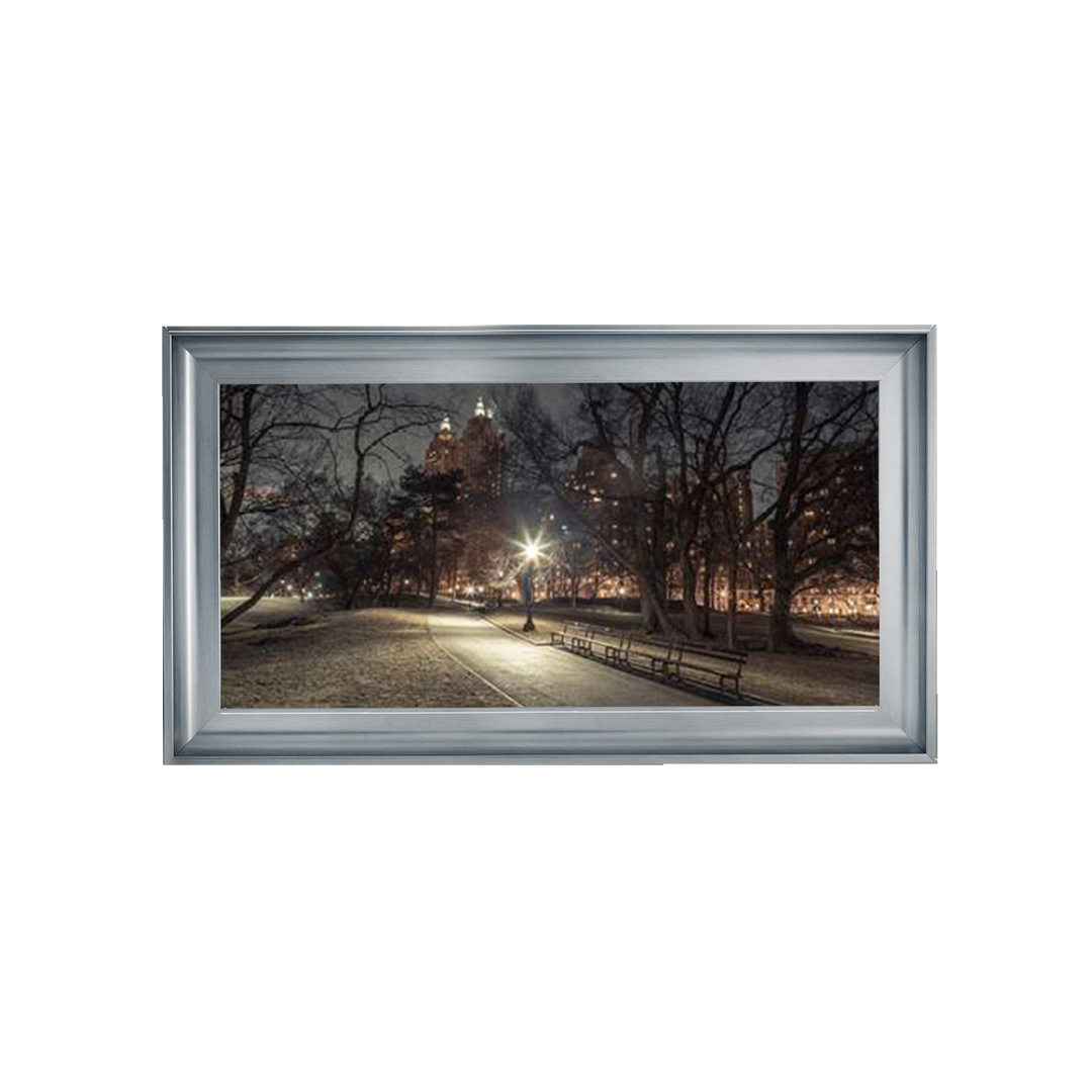 Path in cental park at night, winter, snow, New York. Assaf Frank
