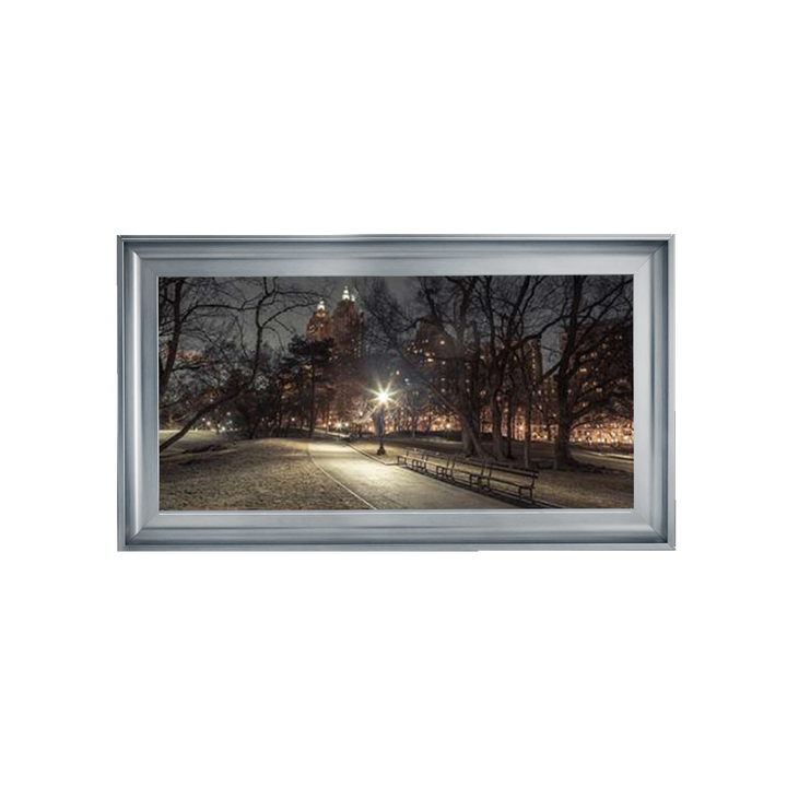 Path in cental park at night, winter, snow, New York. Assaf Frank