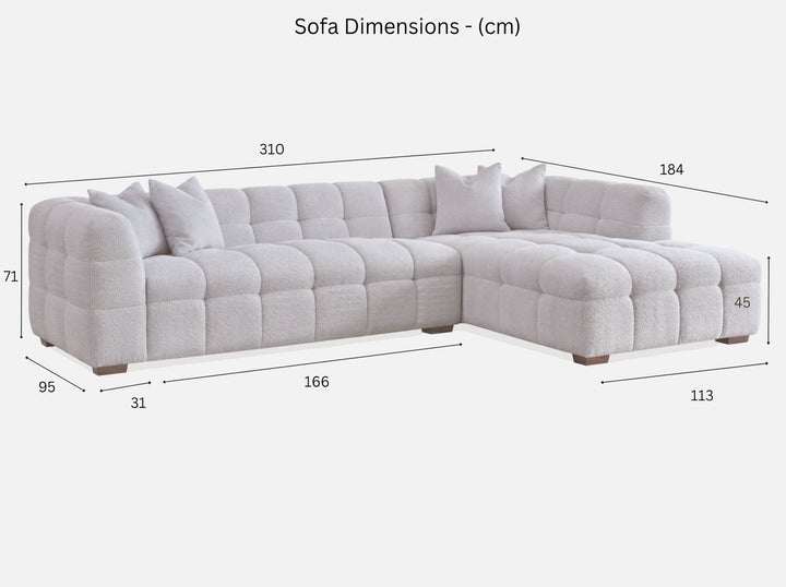 Aluxo Tribeca Right Hand Corner Sofa in Oatmeal Boucle Fabric