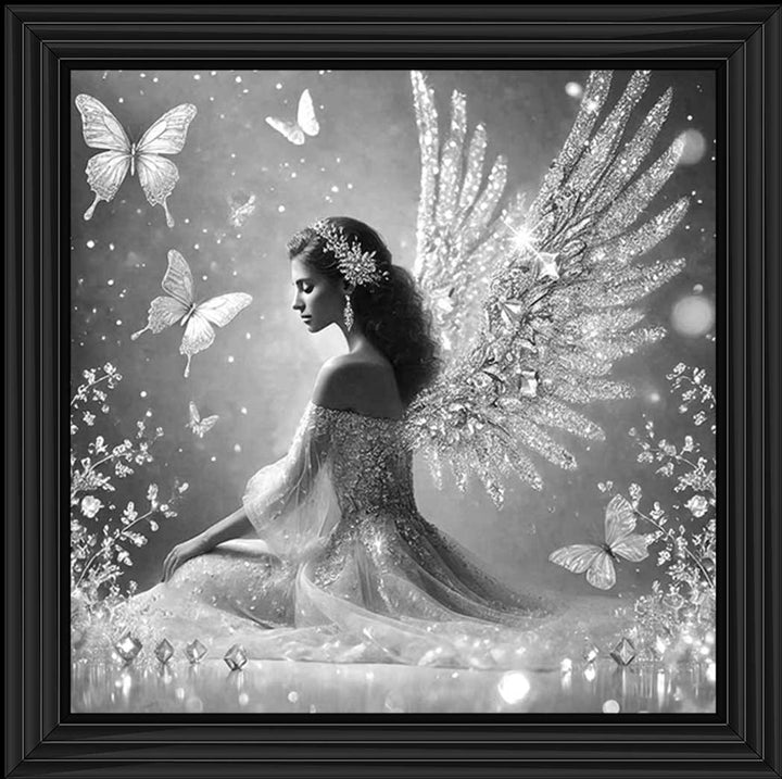 FG1028-B&W Crystal Angel Wings Black & White