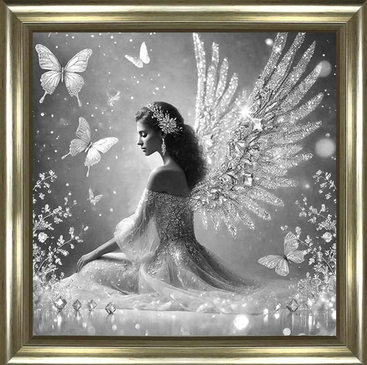 FG1028-B&W Crystal Angel Wings Black & White