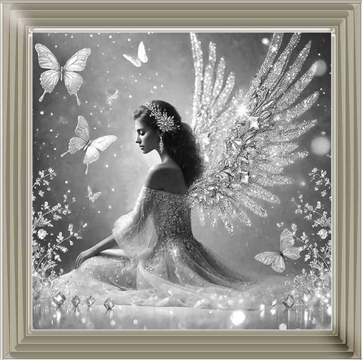 FG1028-B&W Crystal Angel Wings Black & White