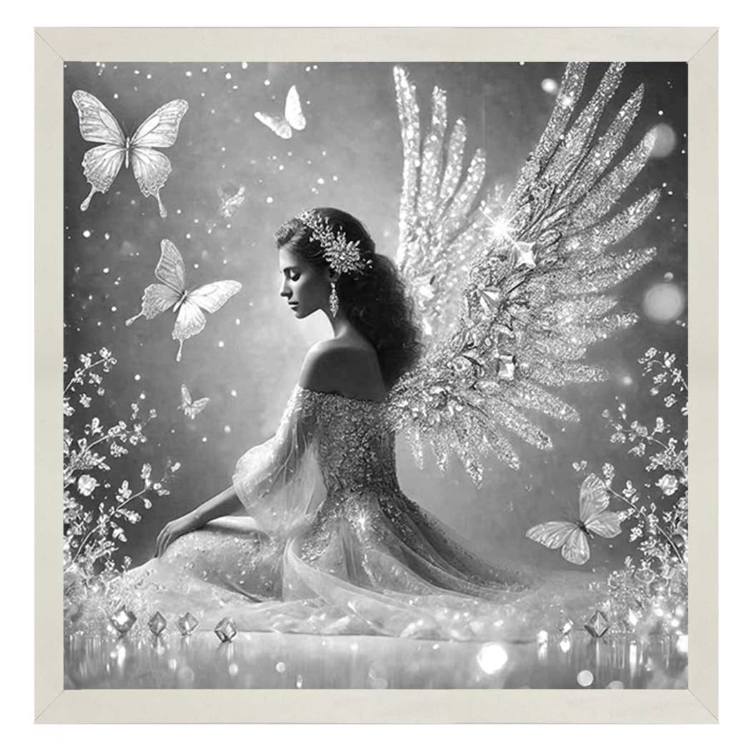 FG1028-B&W Crystal Angel Wings Black & White