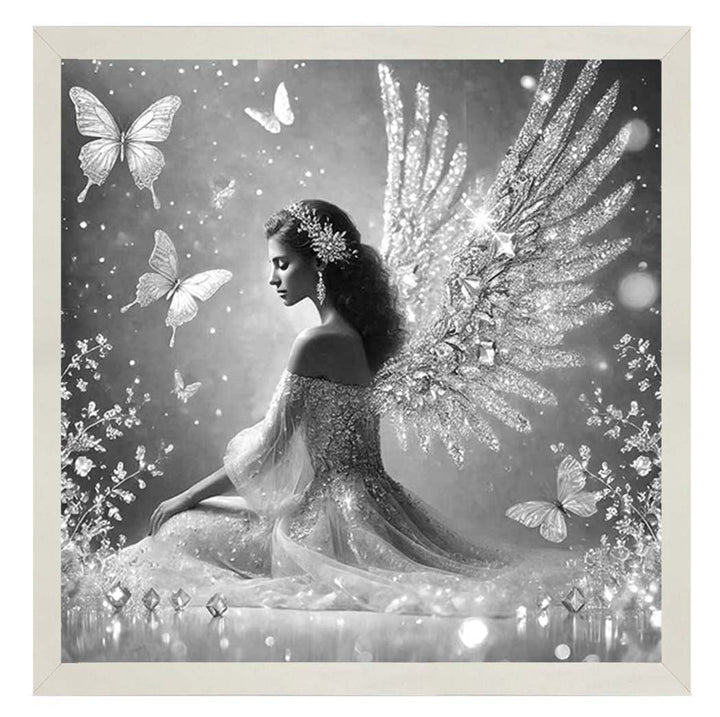 FG1028-B&W Crystal Angel Wings Black & White