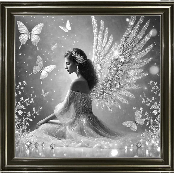 FG1028-B&W Crystal Angel Wings Black & White