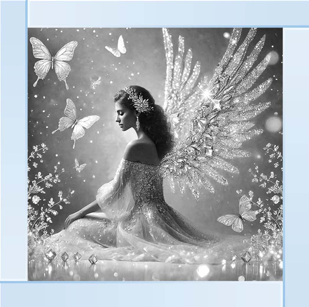 FG1028-B&W Crystal Angel Wings Black & White