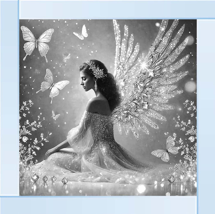 FG1028-B&W Crystal Angel Wings Black & White