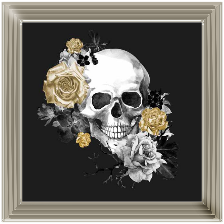 FL273 Floral Skull Black