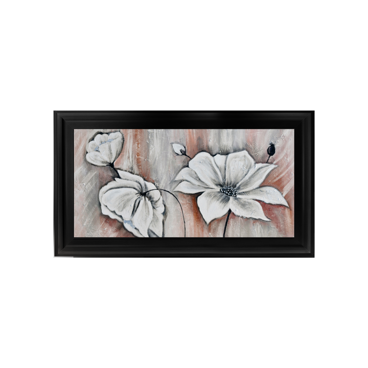 White Poppy's on a Pink background