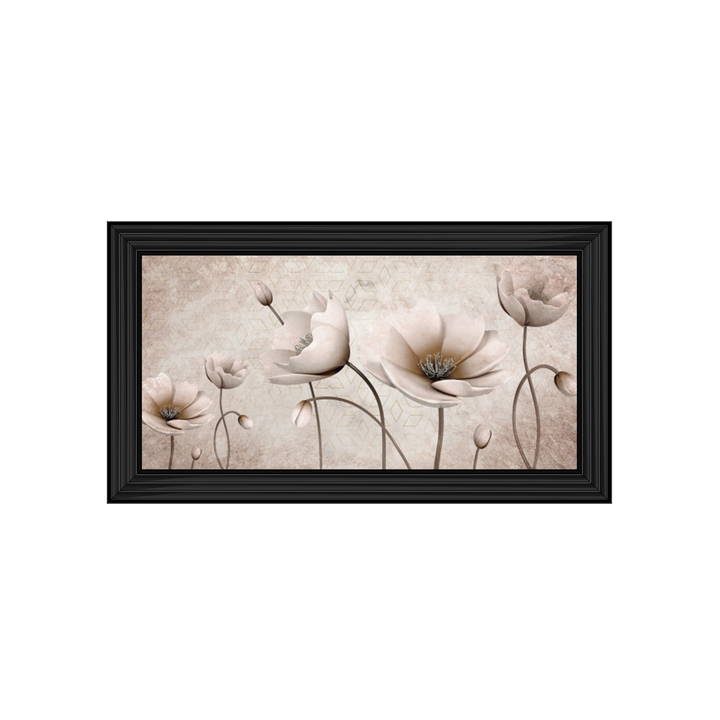 White Poppy's on a Beige background