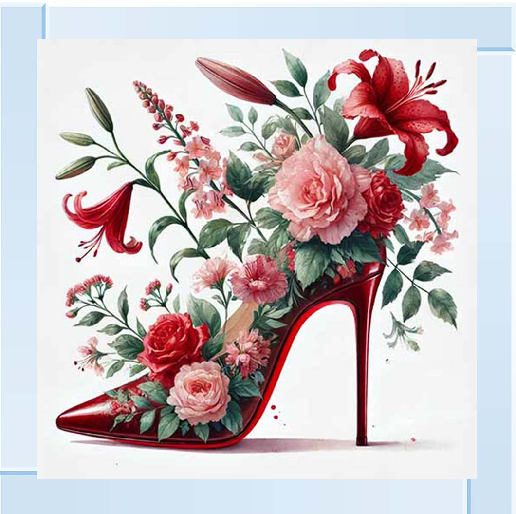 FS1026 Red Floral Shoe