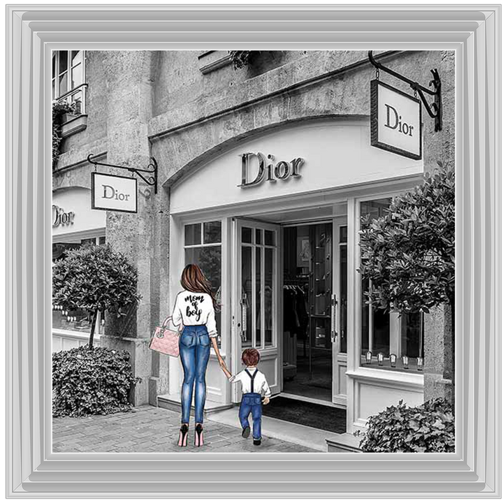 FS687 Brunette Mum & Son Shopping