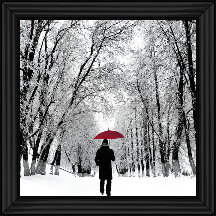 FG024 Trees in Winter Red Umbrella
