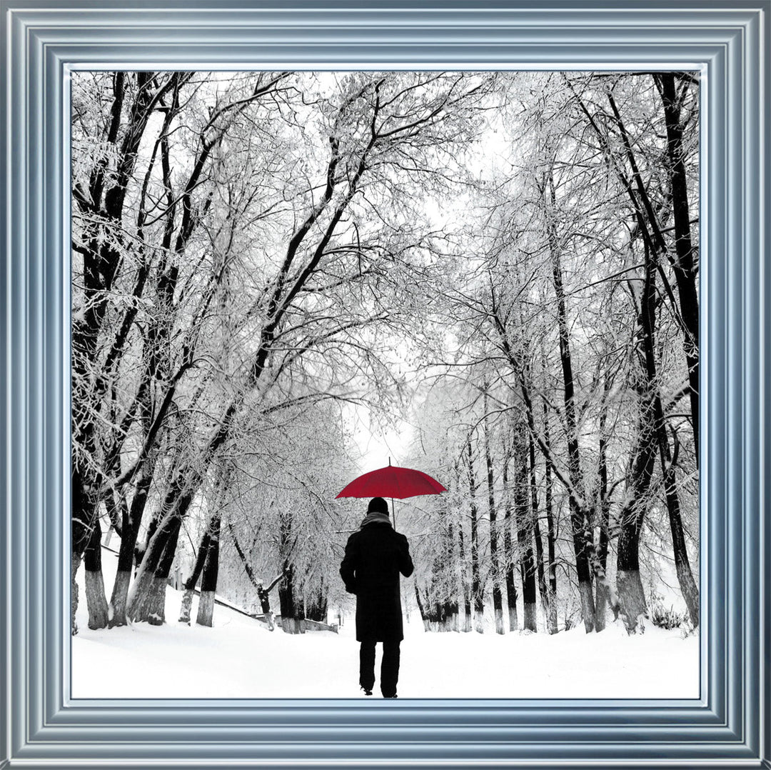 FG024 Trees in Winter Red Umbrella