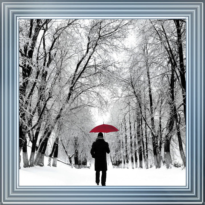 FG024 Trees in Winter Red Umbrella