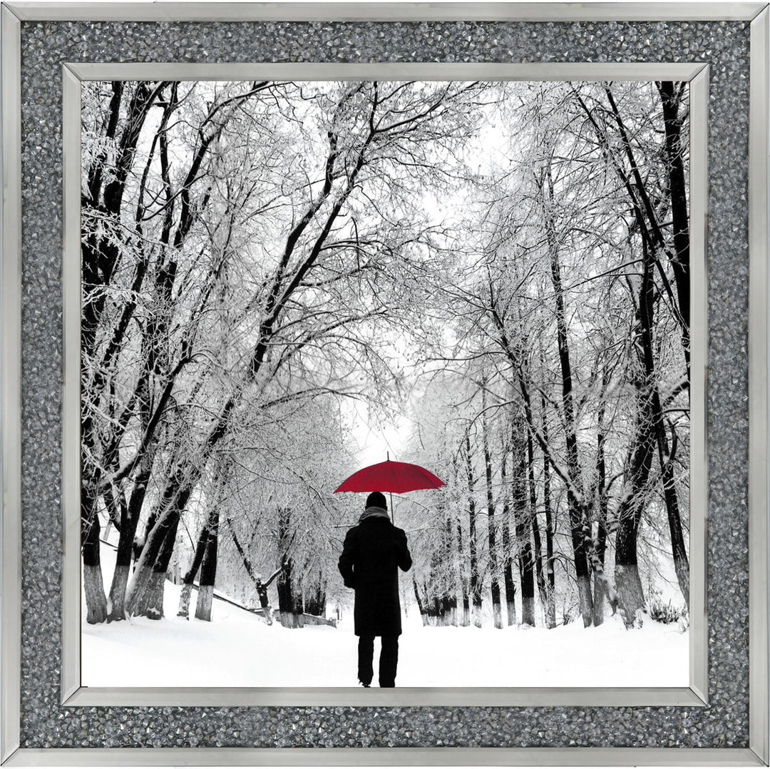 FG024 Trees in Winter Red Umbrella