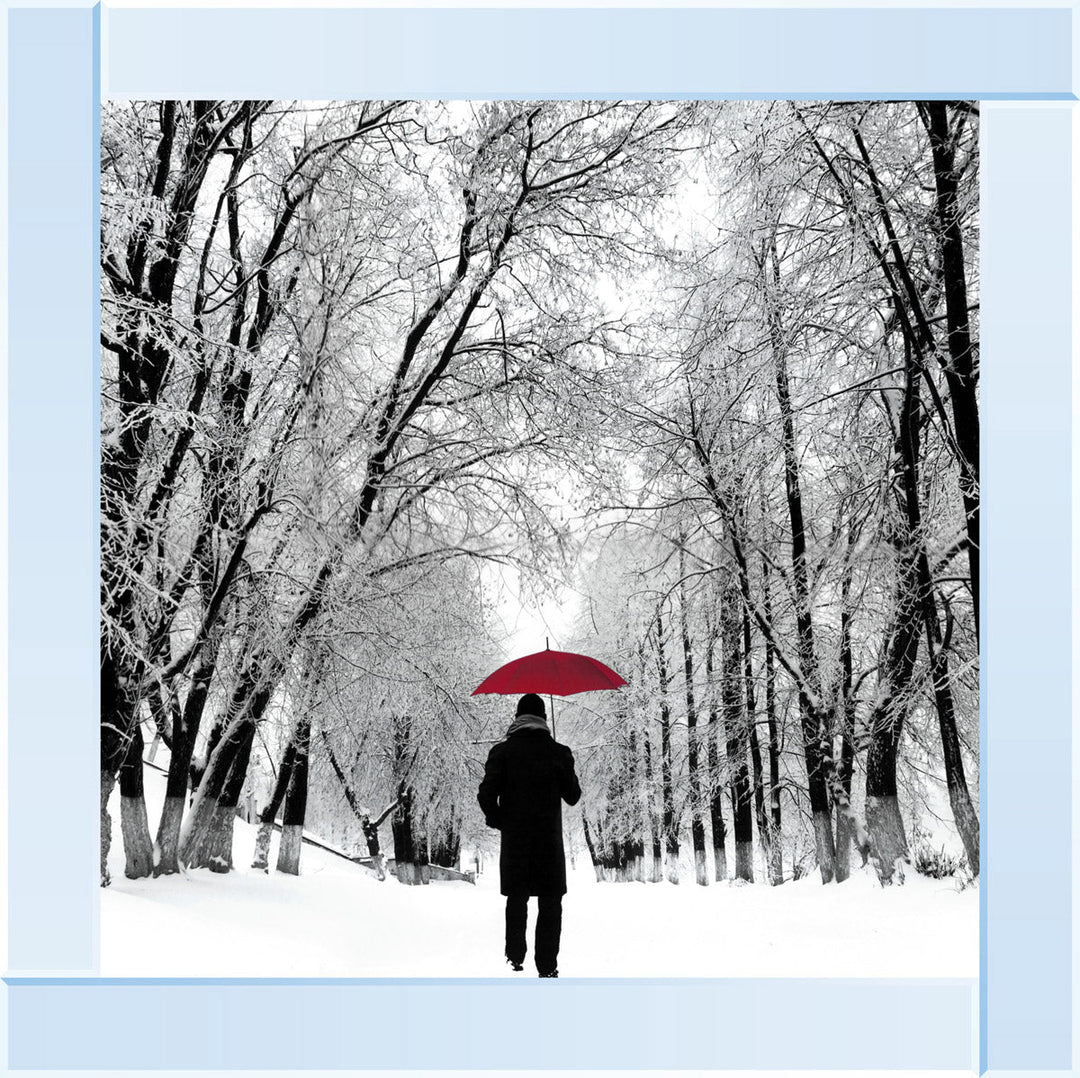FG024 Trees in Winter Red Umbrella