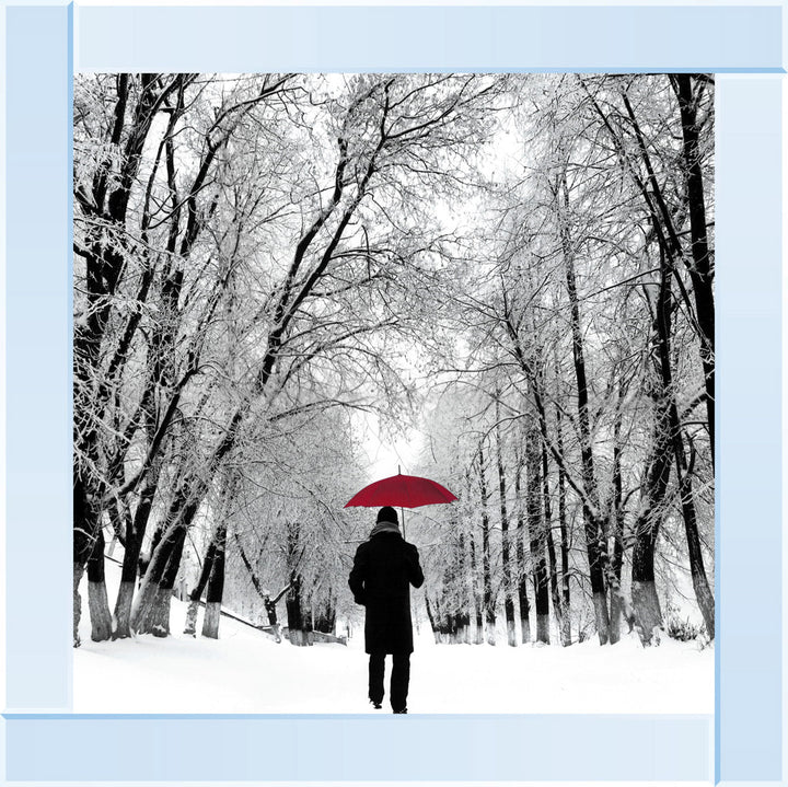 FG024 Trees in Winter Red Umbrella