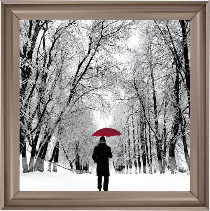 FG024 Trees in Winter Red Umbrella