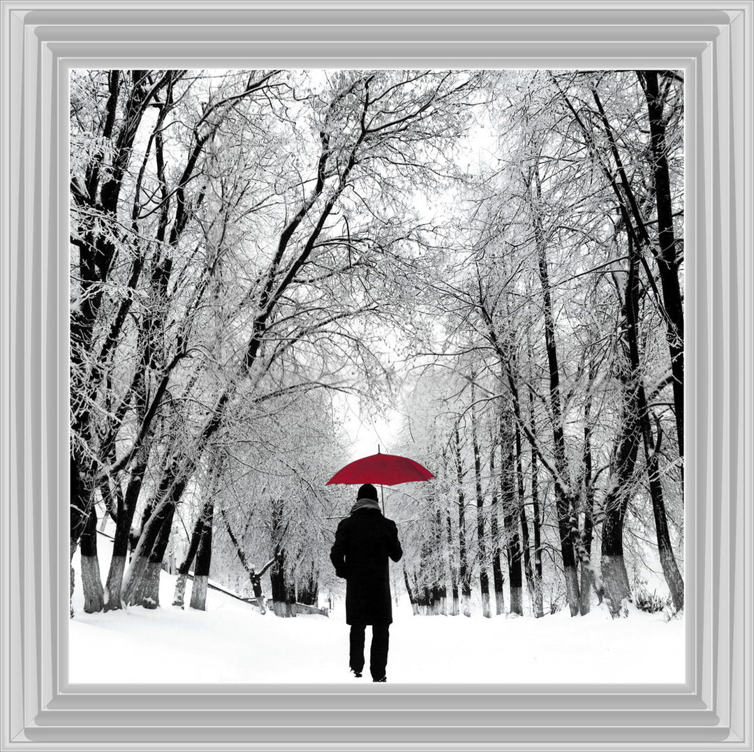 FG024 Trees in Winter Red Umbrella