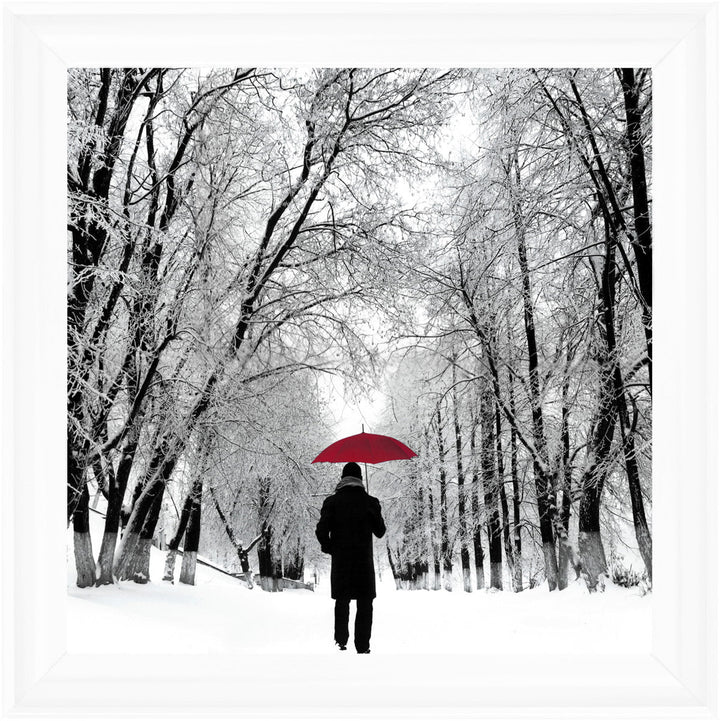 FG024 Trees in Winter Red Umbrella