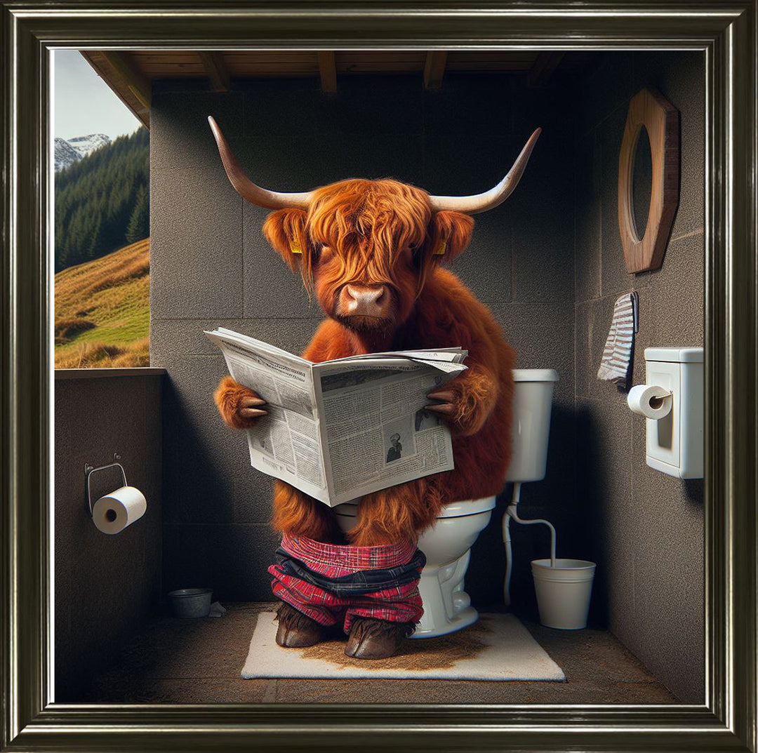 AN1118 HIGHLAND COW ON TOILET |||