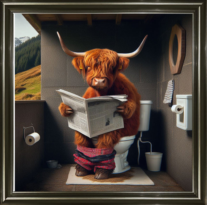 AN1118 HIGHLAND COW ON TOILET |||