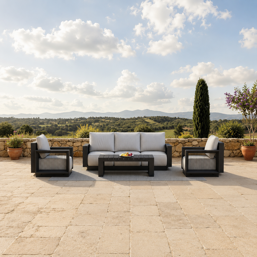 ALUXO® Ikos Outdoor Lounge Set - Onyx - 5 Seater