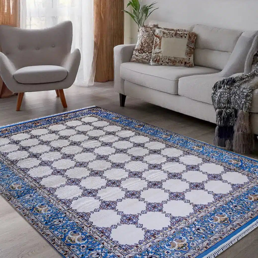 Bukhara Blue Beige Elegance Rug