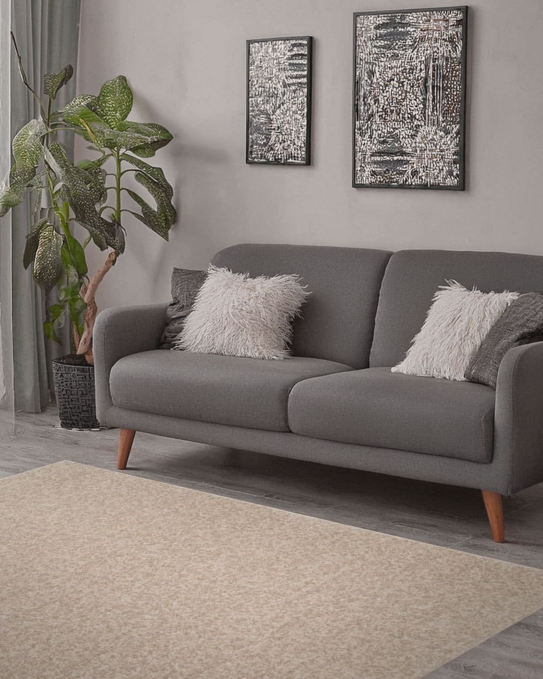 Washable Soft Mink Beige Area Rug