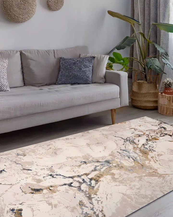 Ruby Beige Marble Gold Vein Rug