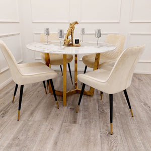 Lucien Gold 1.2 Round Dining Table with Sintered Stone Top