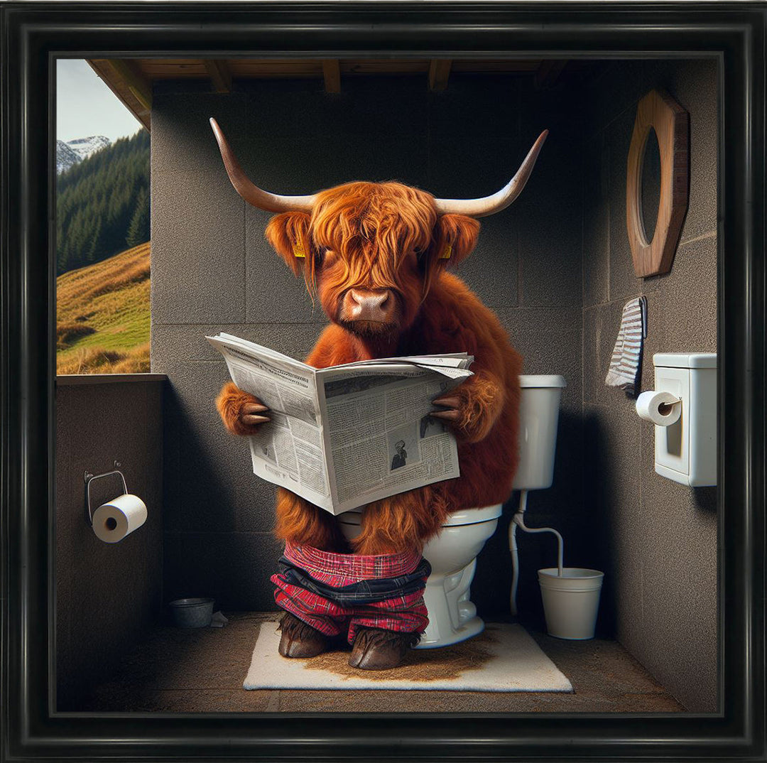 AN1118 HIGHLAND COW ON TOILET |||