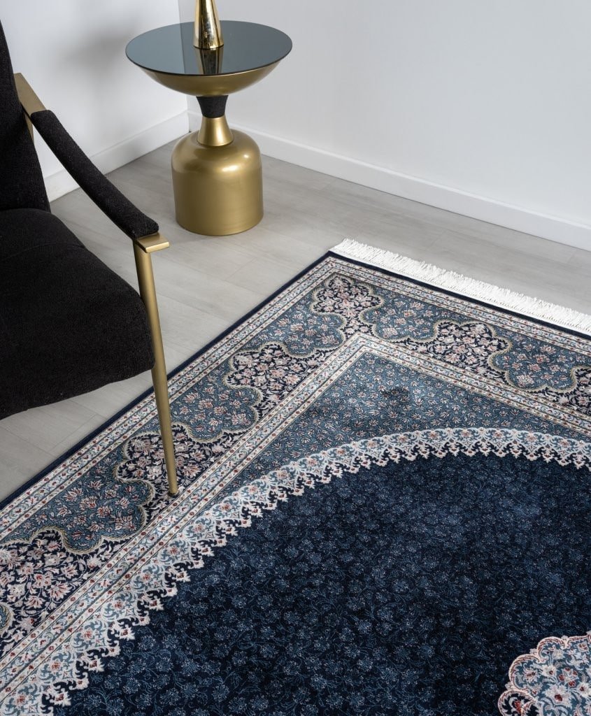Minyatur Oval Medallion Persian Navy Rug