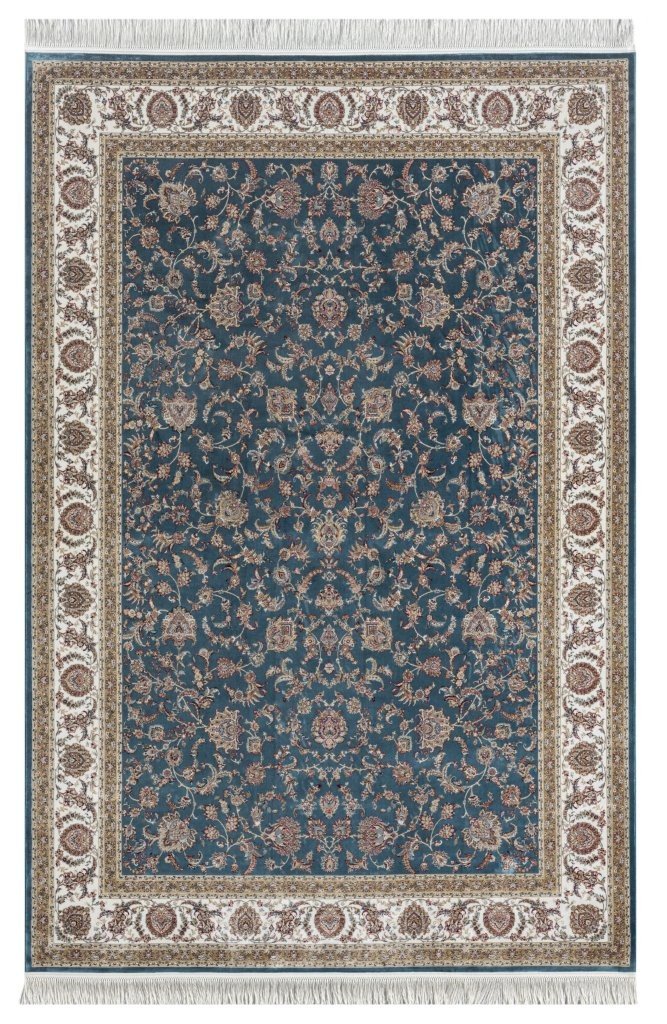 Minyatur Classic Bouquet Navy Cream Border Rug