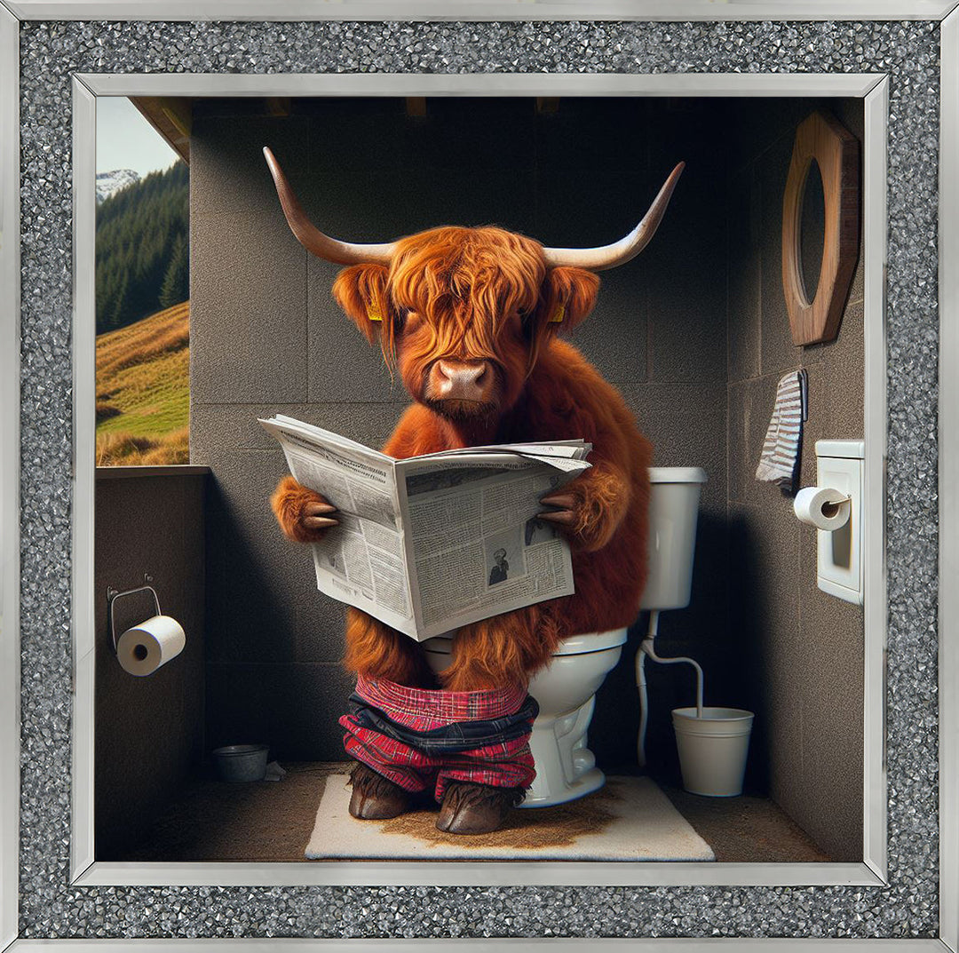 AN1118 HIGHLAND COW ON TOILET |||
