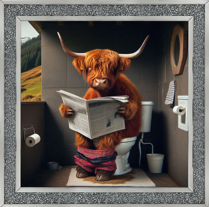 AN1118 HIGHLAND COW ON TOILET |||