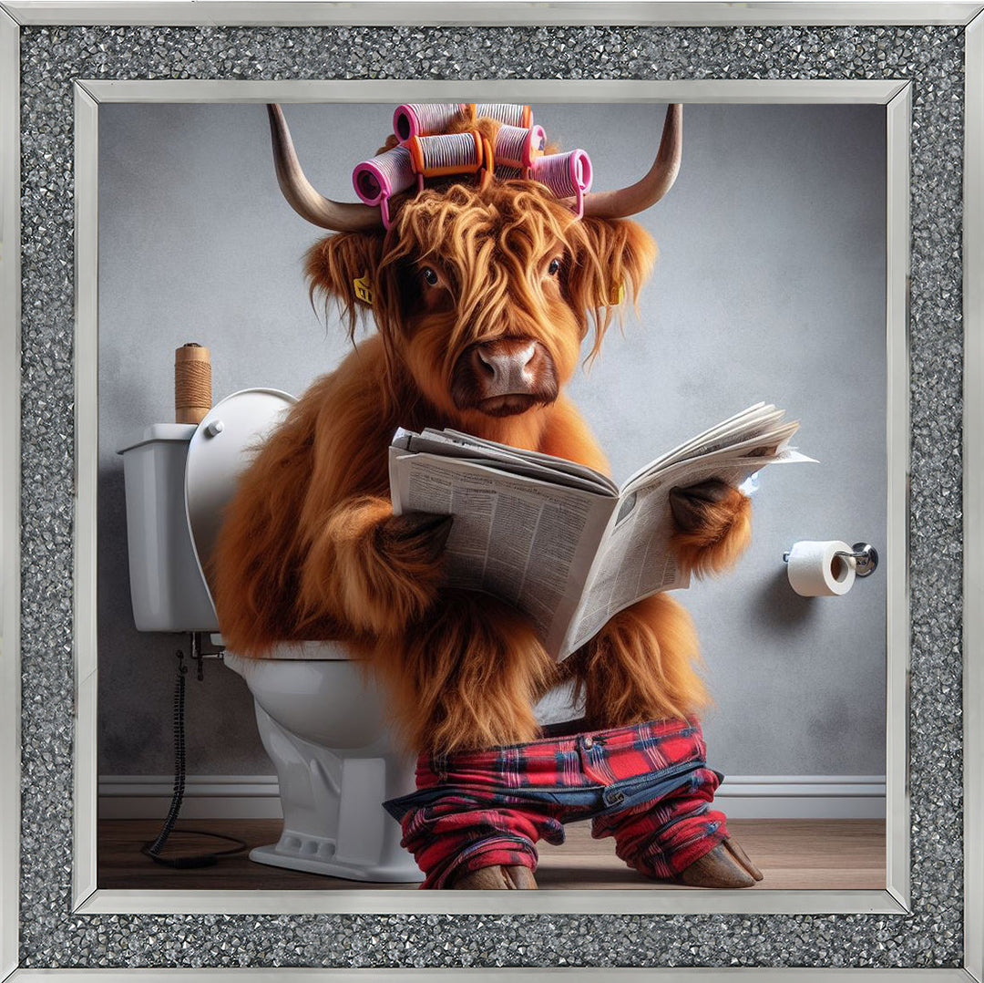 AN1113 HIGHLAND COW ON TOILET |