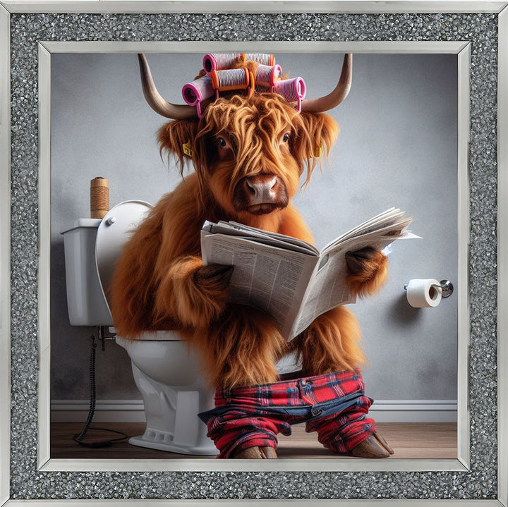 AN1113 HIGHLAND COW ON TOILET |