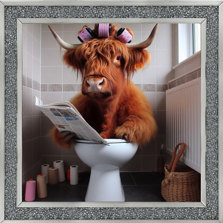 AN1136 HIGHLAND COW ON TOILET