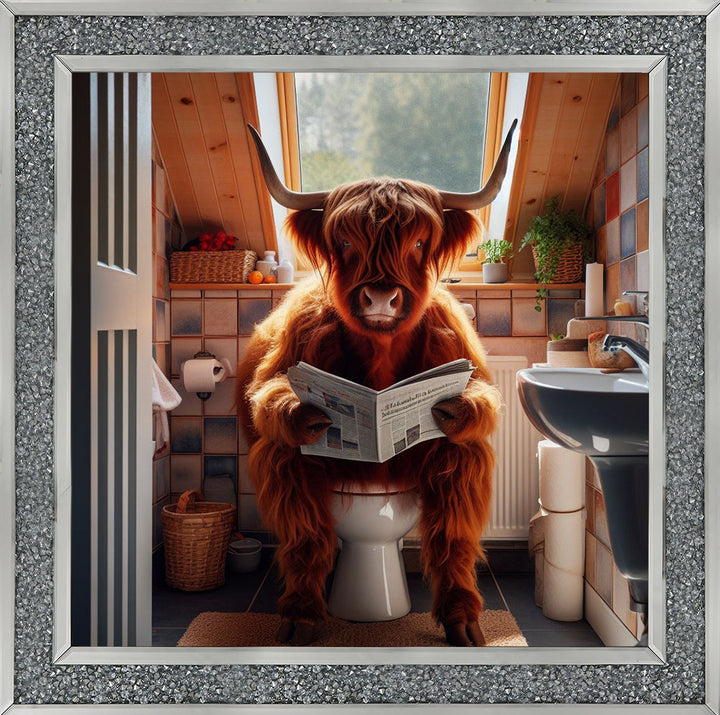 AN1115 HIGHLAND COW ON TOILET ||