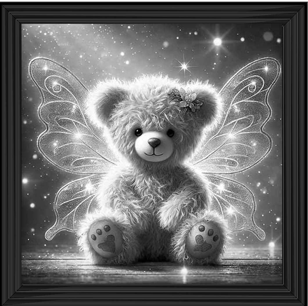 MS888-B&W Angel Bear Black & White