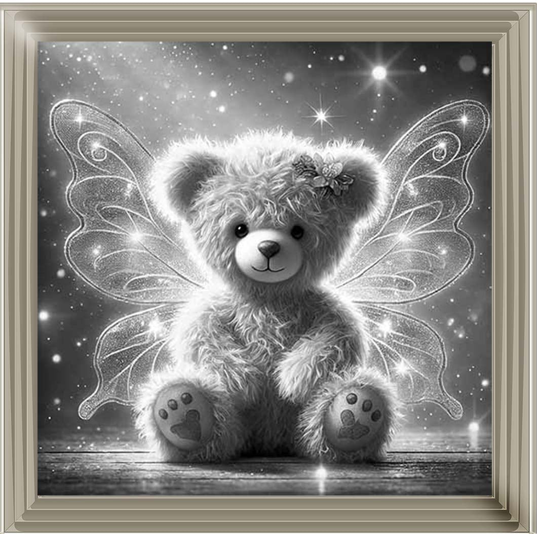 MS888-B&W Angel Bear Black & White