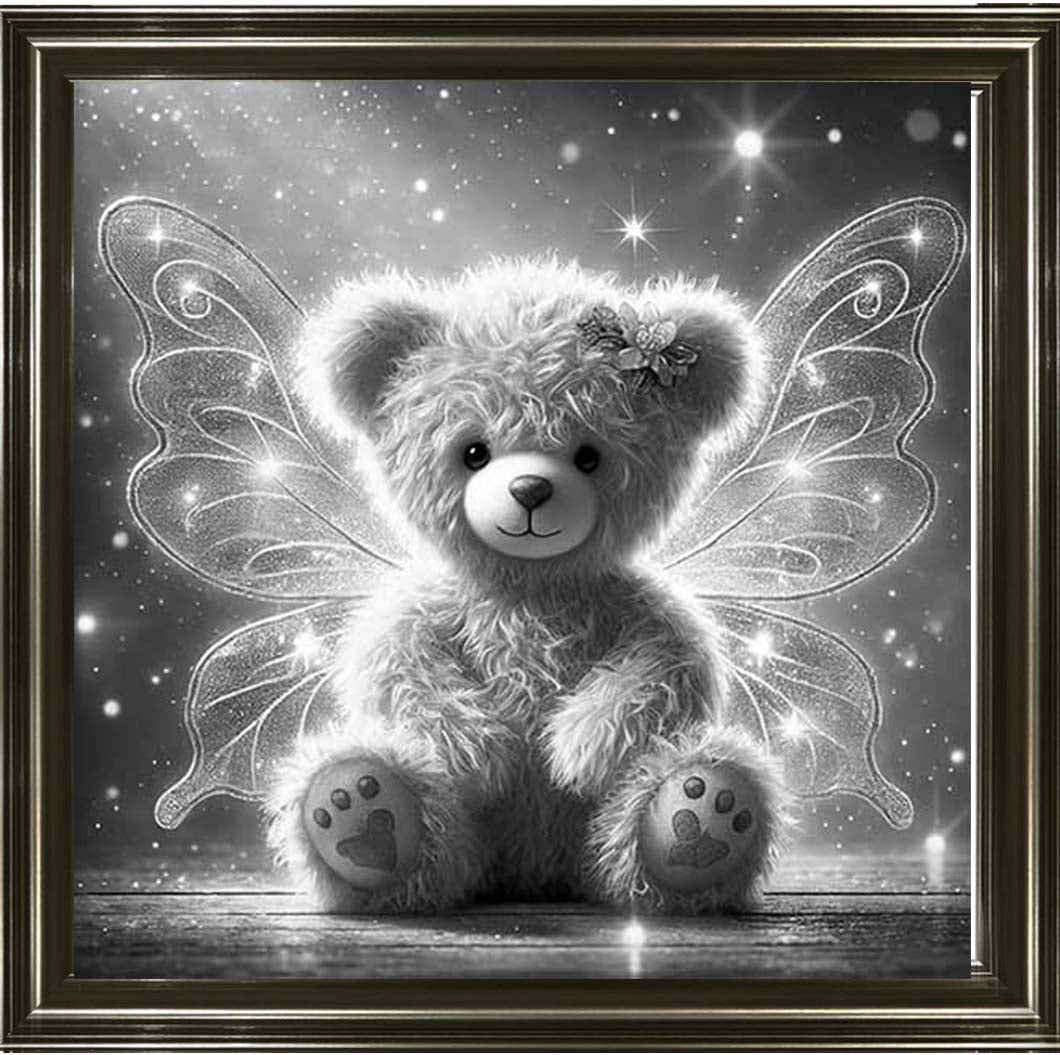 MS888-B&W Angel Bear Black & White