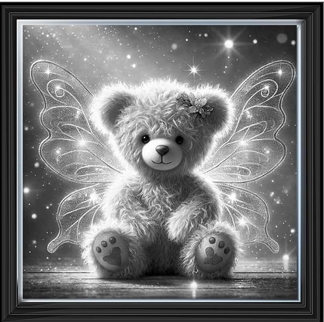 MS888-B&W Angel Bear Black & White