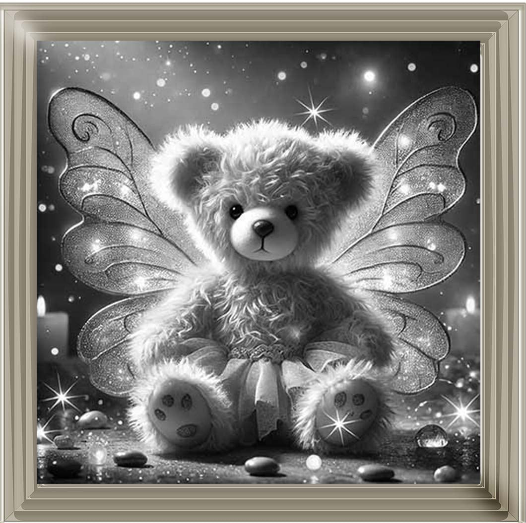 MS889-B&W Angel Bear Black & White ||