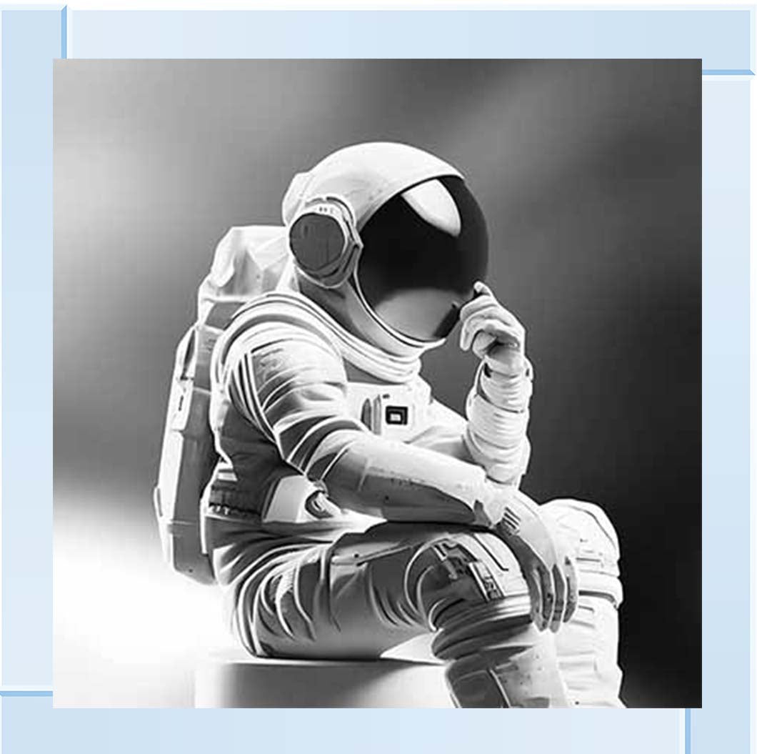 MS925-B&W Astronaut Black Background