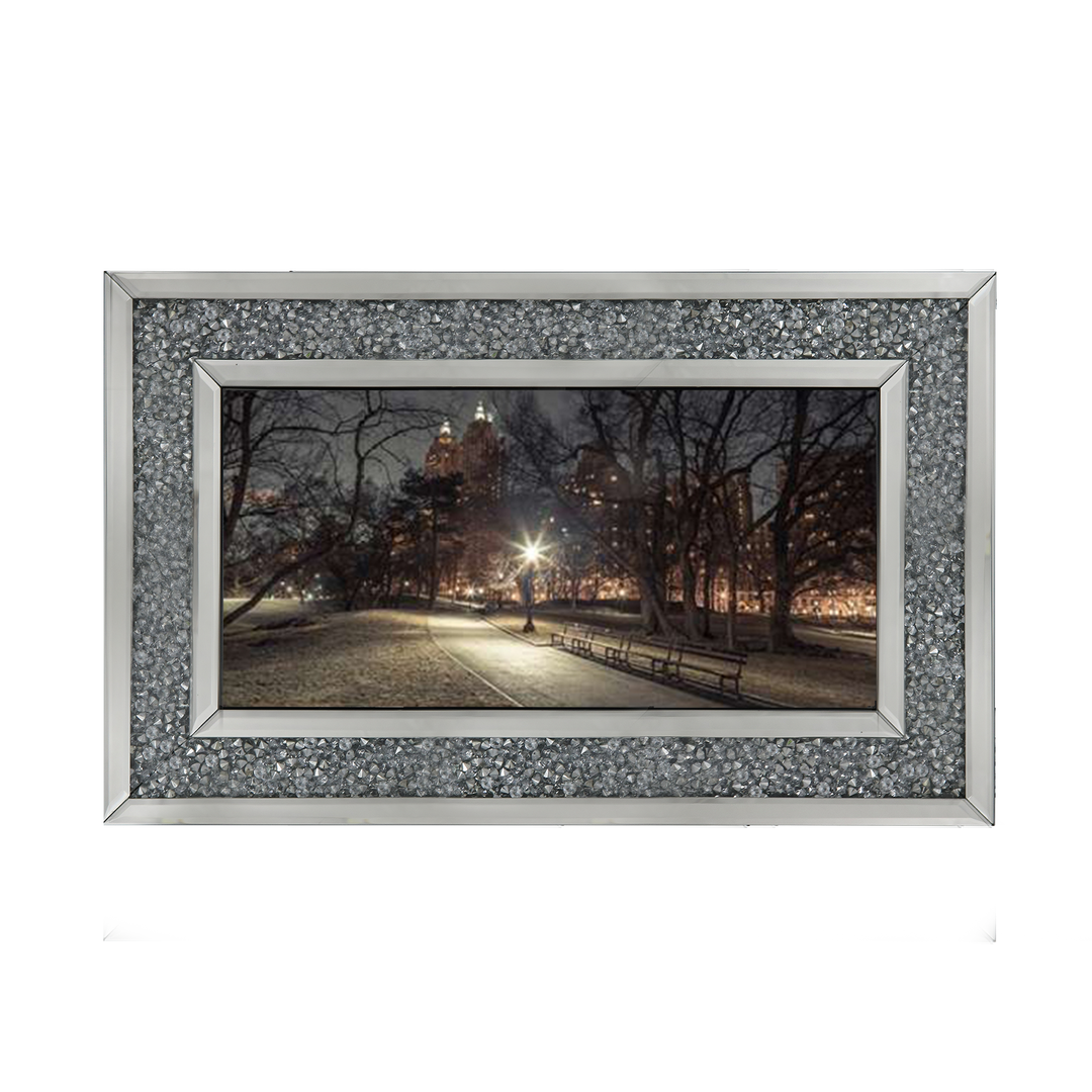 Path in cental park at night, winter, snow, New York. Assaf Frank