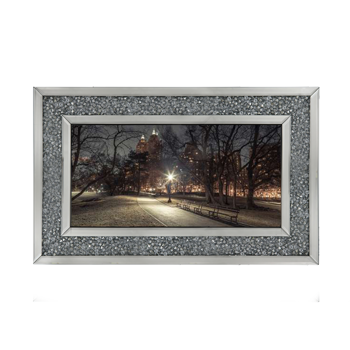 Path in cental park at night, winter, snow, New York. Assaf Frank