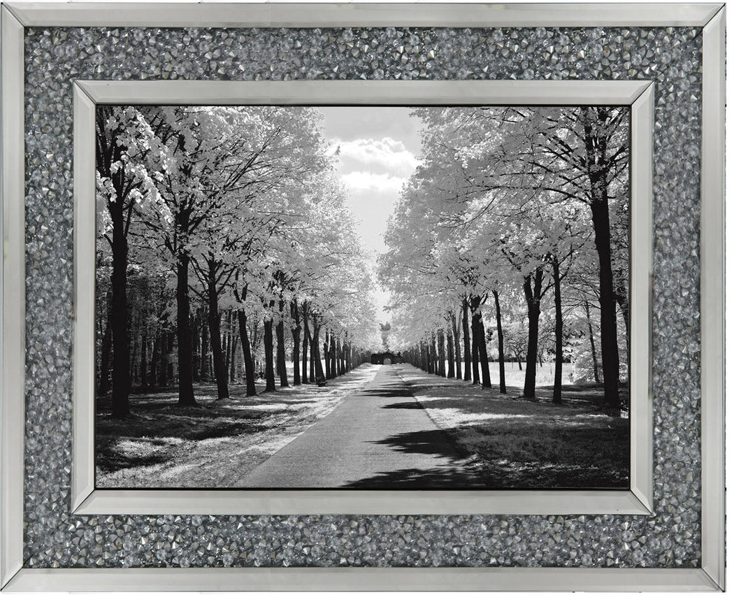 Trees in Winter Driveway Monochrome